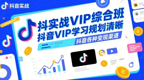【精】抖音实战VIP综合班，抖音VIP学习规划请晰抖音各种变现渠道-淘米帮