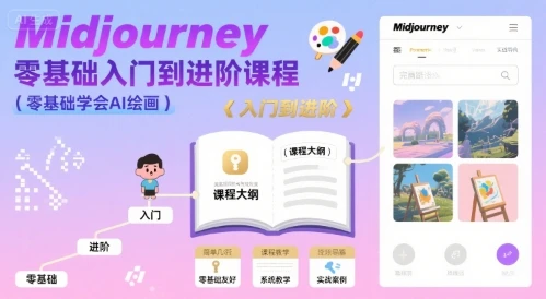 【精】midjourney零基础入门到进阶课程，零基础学会AI绘画-淘米帮