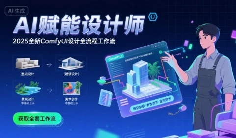【精】AI赋能设计师， 2025全新comfyui设计全流程工作流 ，室内-建筑-景观-美术，零基础直接上手-淘米帮
