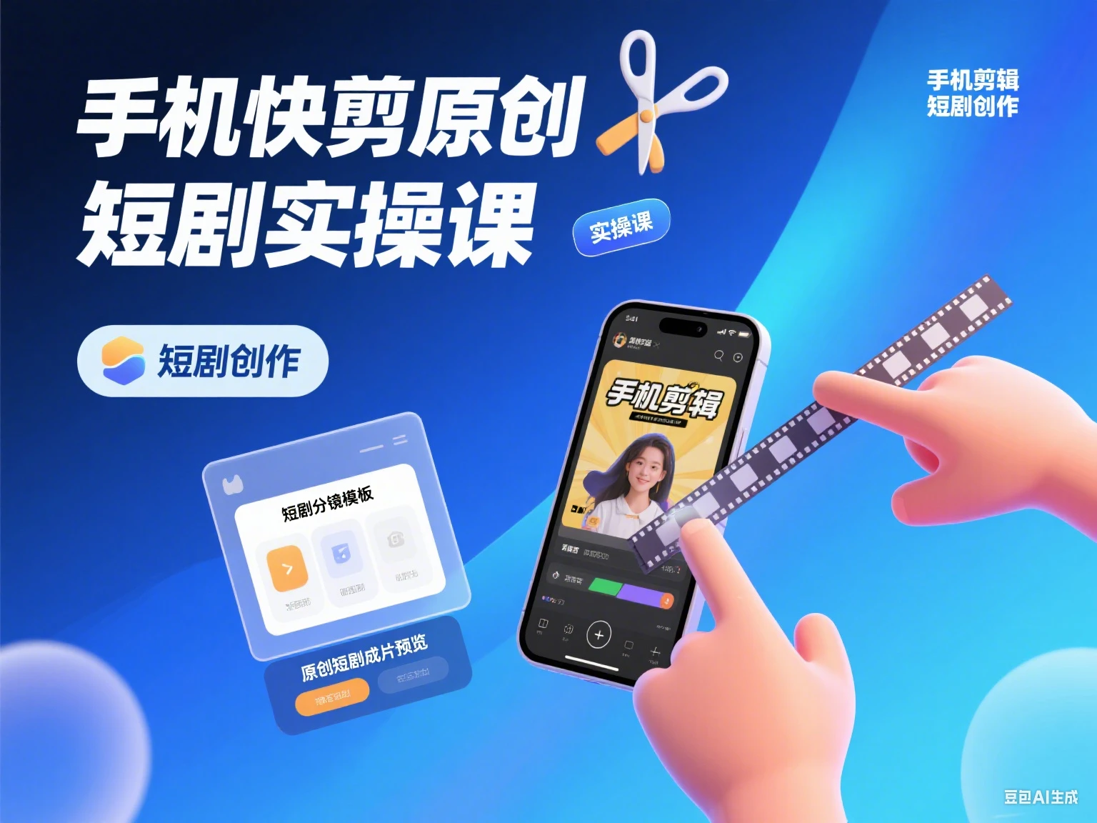 手机快剪原创短剧实操课-淘米帮