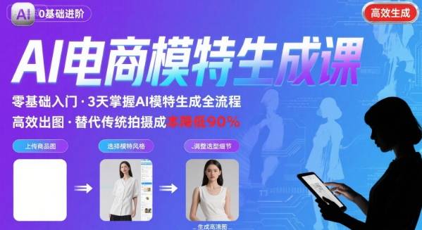 AI模特进阶课程，0基础高效生成逼真电商模特图-淘米帮