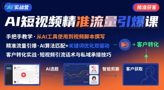 AI+短视频引爆精准客户实战营，手把手教你引爆Ai短视频精准流量-淘米帮