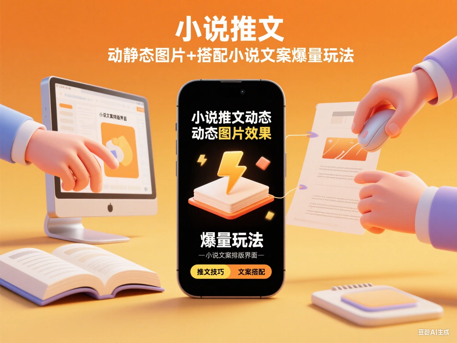 小说推文 动静态图片+搭配小说文案爆量玩法-淘米帮