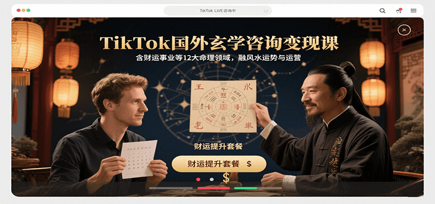TikTok国外玄学咨询变现课，含财运事业等12大命理领域，融风水运势与运营-淘米帮