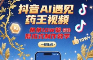 抖音AI遇见药王视频，条条10W赞，快速起千粉万粉号，傻瓜式制作教学-淘米帮