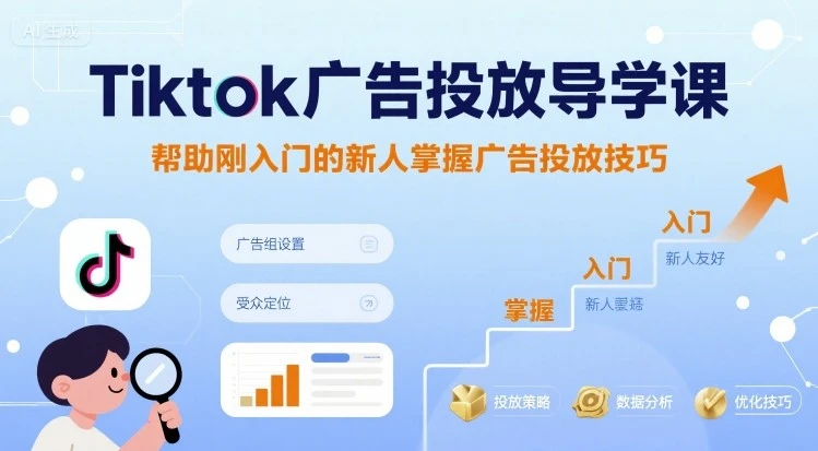 【精】Tiktok广告投放导学课，帮助刚入门的新人掌握广告投放技巧-淘米帮