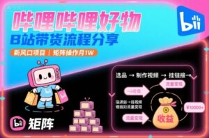 哔哩哔哩好物,B站带货流程分享,新风口项目,矩阵操作月1W-淘米帮