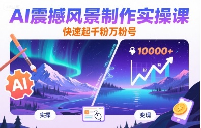 AI震撼风景制作实操课，快速起千粉万粉号-淘米帮