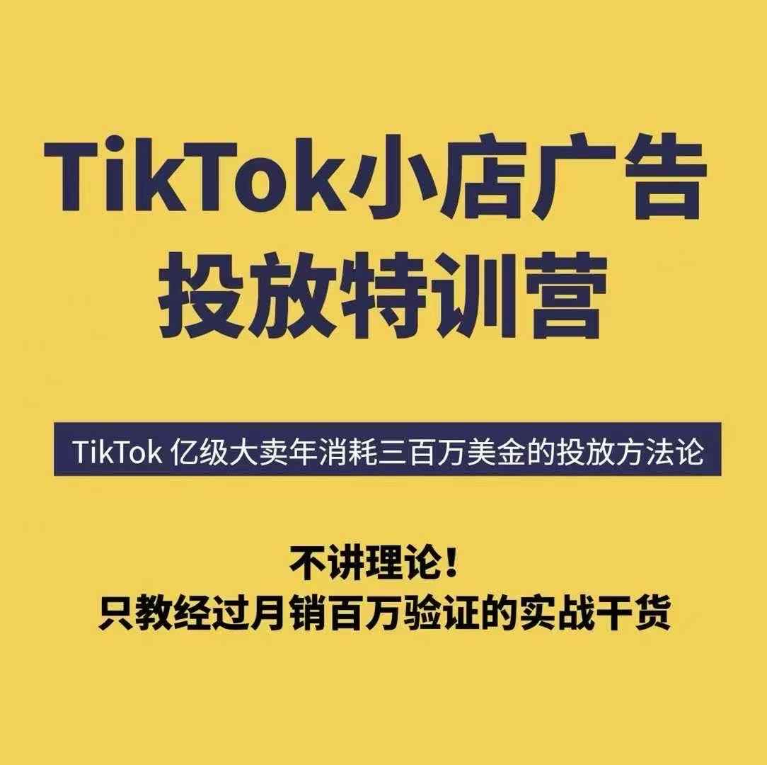TikTok小店广告投放特训营，6天破局计划专治各种“投不动”，教你经过月销百万验证的实战干货-淘米帮