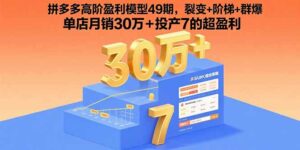 拼多多高阶盈利模型49期，裂变+阶梯+群爆  单店月销30万+投产7的超盈利-淘米帮