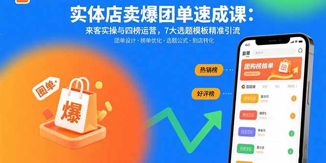 实体店卖爆团单速成课：来客实操与四榜运营，7大选题模板精准引流-淘米帮