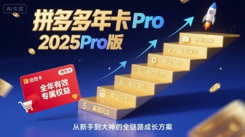 【精】拼多多年卡2025Pro版，五大板块从认知到基础、从推广到活动、从活动到玩法-淘米帮