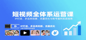 短视频全体系运营课：IP打造、多品类拍摄、流量优化与账号盈利实战指南-淘米帮