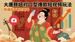 大唐胖妞对口型爆款短视频玩法，快速起千粉万粉号-淘米帮