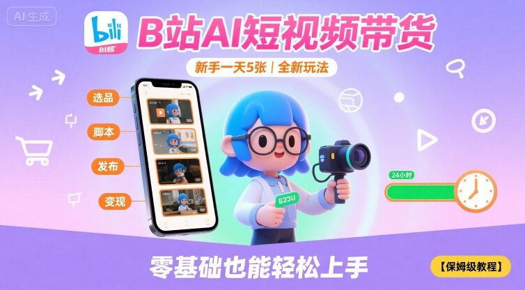 B站AI短视频带货，新手一天5张，全新玩法【保姆级教程】-淘米帮