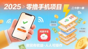 2025年零撸手机项目，二十秒一单，纯薅羊毛 一天2张+做就有-淘米帮