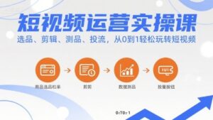 短视频运营实操课,选品、剪辑、测品、投流,从0到1轻松玩转短视频-淘米帮