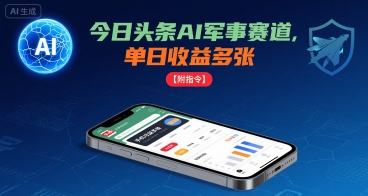 今日头条AI军事赛道，单日收益多张 ，手机可做【附指令】-淘米帮