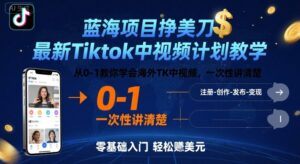 蓝海项目挣美刀，最新Tiktok中视频计划教学，从0-1教你学会海外TK中视频，一次性讲清楚-淘米帮