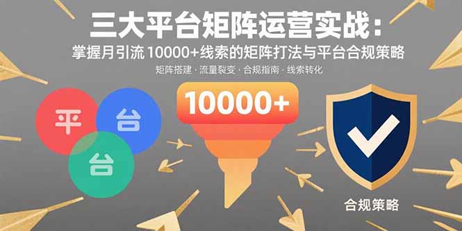 三大平台矩阵运营实战：掌握月引流10000+线索的矩阵打法与平台合规策略-淘米帮
