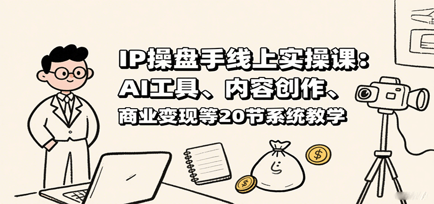 IP操盘手线上实操课：AI工具、内容创作、商业变现等20节系统教学-淘米帮
