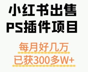 小红书出售PS插件项目,每月都收入好几万,长期操作已获利300多W+-淘米帮