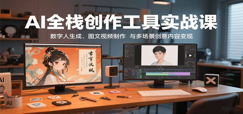 AI全栈创作工具实战课：数字人生成、图文视频制作与多场景创意内容变现-淘米帮