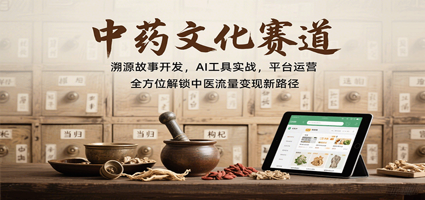 中药文化赛道：溯源故事开发，AI工具实战，平台运营，全方位解锁中医流量变现新路径-淘米帮