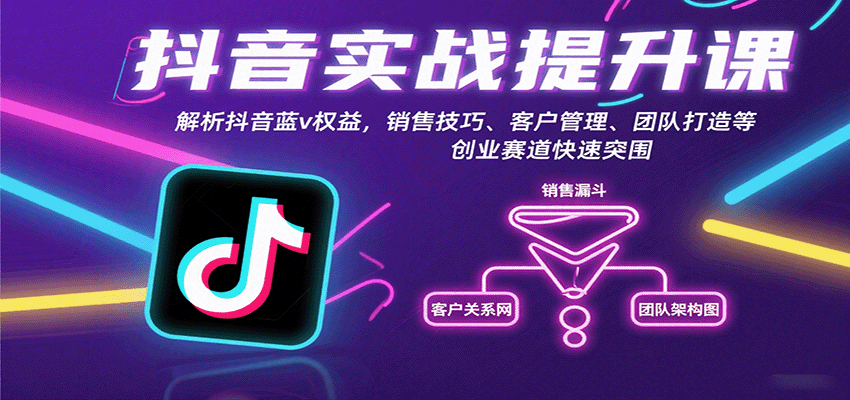 抖音实战提升课：解析抖音蓝v权益，销售技巧、客户管理、团队打造等创业赛道快速突围-淘米帮