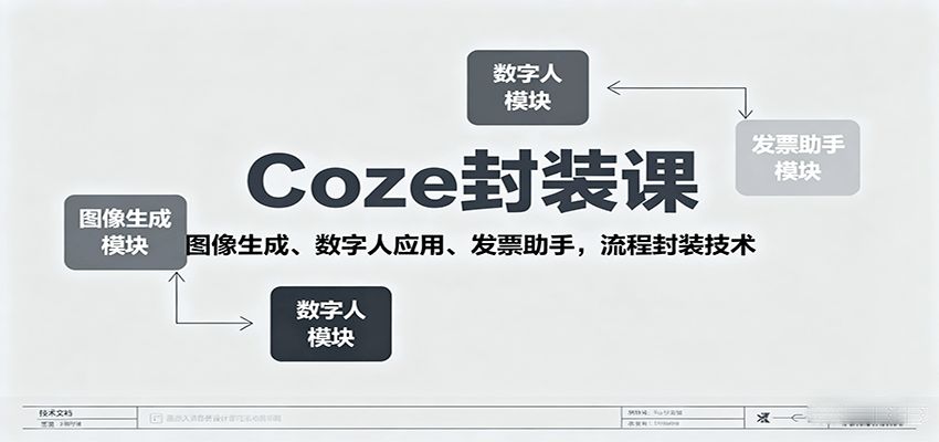 Coze封装课，图像生成、数字人应用、发票助手，流程封装技术-淘米帮