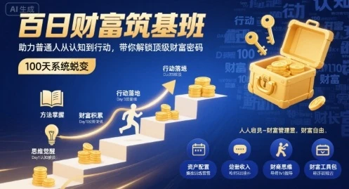 【精】百日财富筑基班，助力普通人从认知到行动，带你解锁顶级财富密码-淘米帮