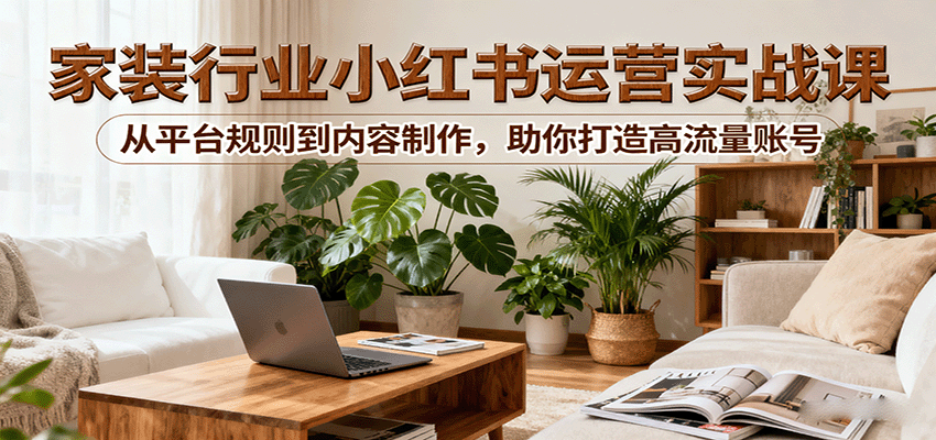 小红书家装行业运营实战课：从平台规则到内容制作，助你打造高流量账号-淘米帮