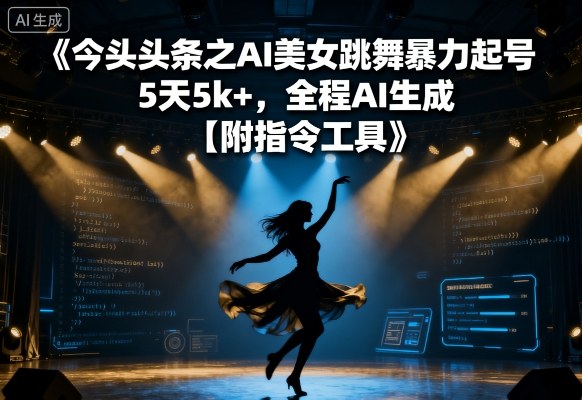 今日头条之AI美女跳舞暴力起号，5天1k+，全程AI生成【附指令工具】-淘米帮