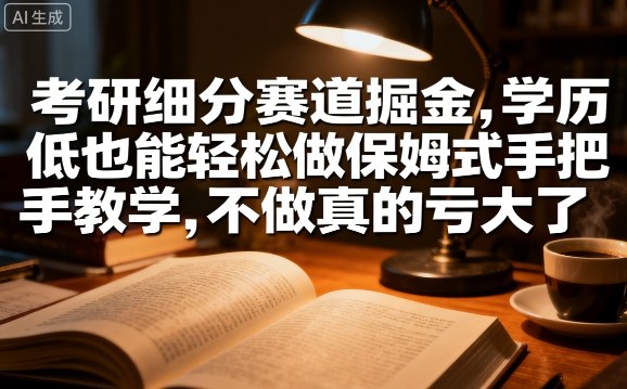 考研细分赛道掘金，日入1k+，学历低也能轻松做保姆式手把手教学，不做真的亏大了【揭秘】-淘米帮