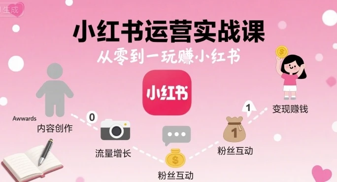 【精】小红书运营实战课，从零到一玩賺小红书-淘米帮