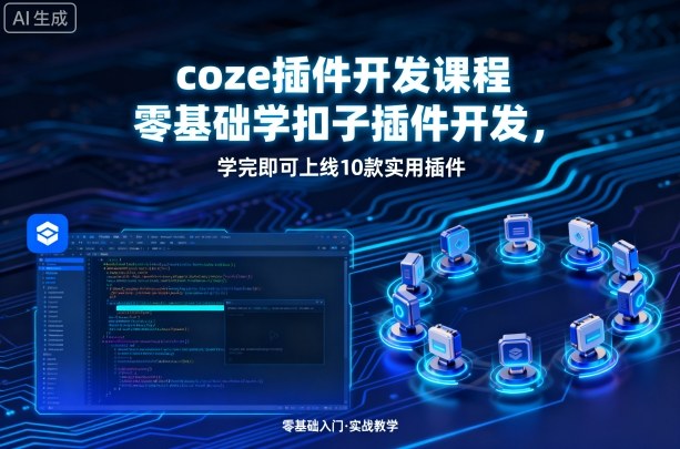 coze插件开发课程，零基础学扣子插件开发，学完即可上线10款实用插件-淘米帮