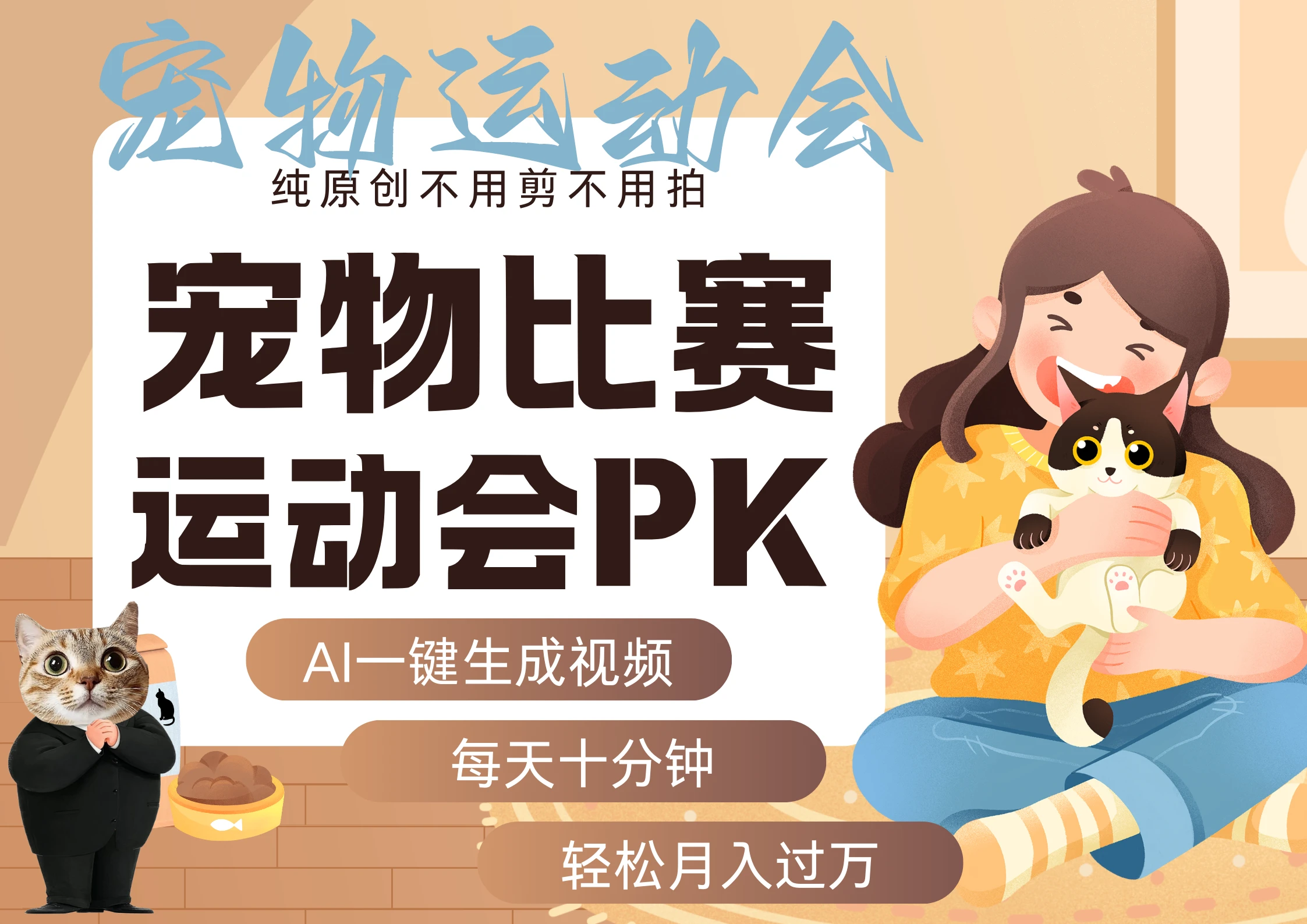 【精】AI萌宠运动员跳水 射击  篮球  足球比赛   每天十分钟 附详细提示词文案库   创作者分成 月入5W+-淘米帮