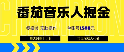 番茄音乐人掘金，单账号最高可撸1k+，可无限矩阵去做，零投入-淘米帮
