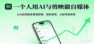 一个人用AI与剪映做自媒体,从AI应用到各赛道剪辑、涨粉变现,从起号到变现-淘米帮