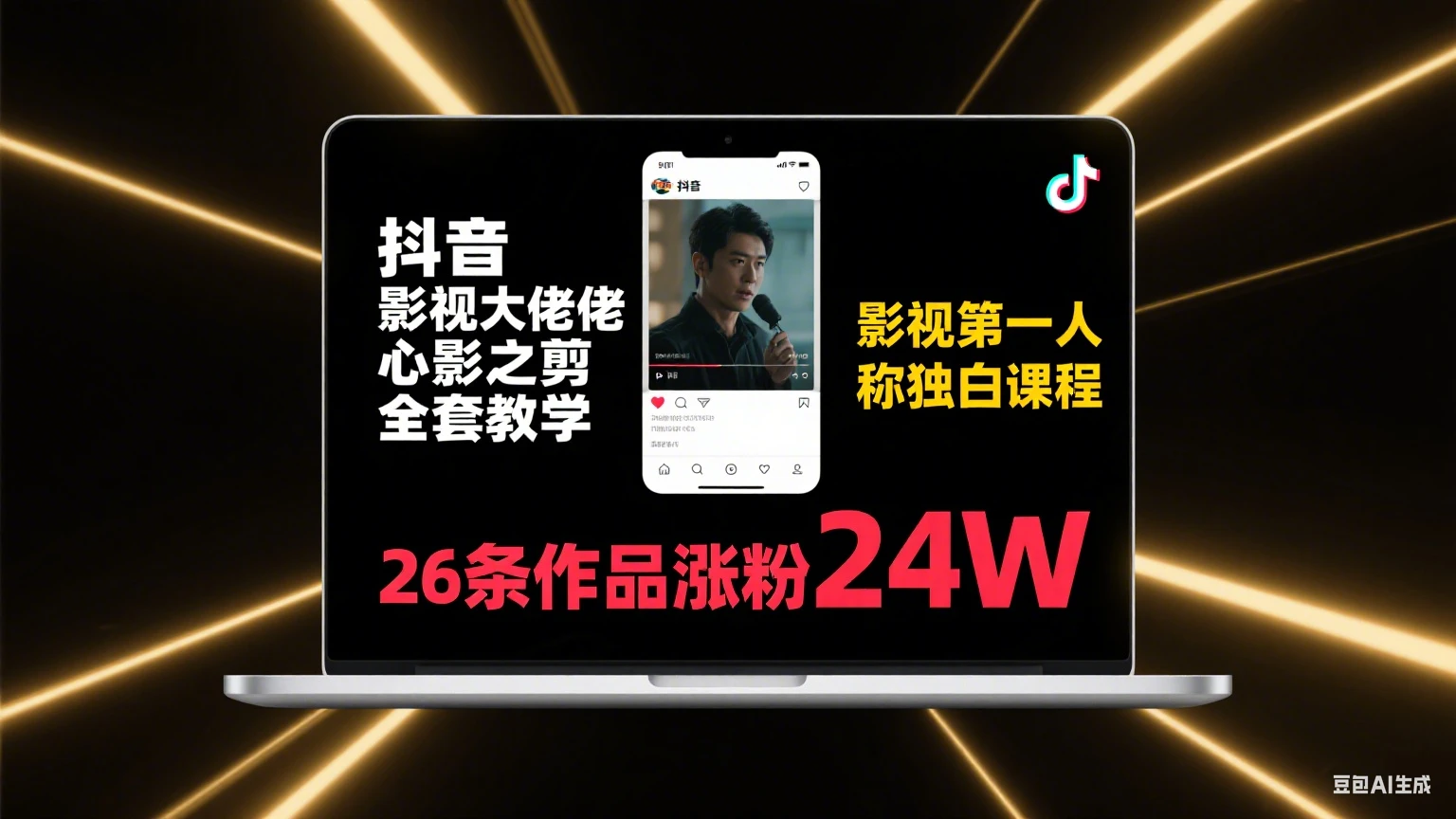 【精】抖音影视大佬心影之剪全套教学，影视第一人称独白课程，26条作品涨粉24W-淘米帮