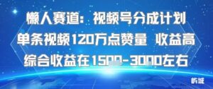 懒人赛道：视频号分成计划单条视频120W点赞量 收益高综合收益在1.5K左右-淘米帮