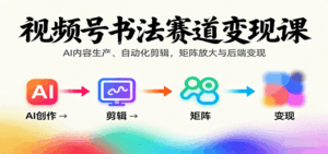 视频号书法赛道变现课:AI内容生产、自动化剪辑,矩阵放大与后端变现-淘米帮