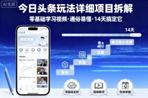 今日头条玩法详细项目拆解，零基础学习视频 通俗易懂 14天搞定它-淘米帮