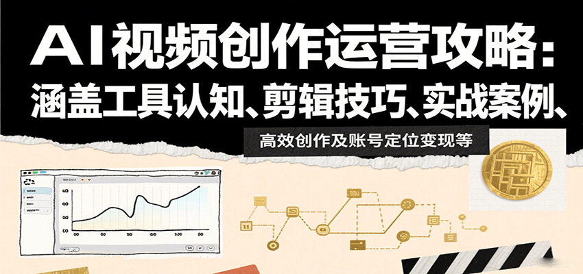 AI视频创作运营攻略：涵盖工具认知、剪辑技巧、实战案例、高效创作及账号定位变现等-淘米帮