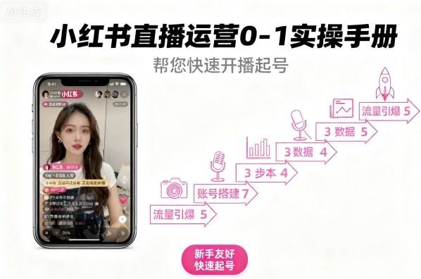 小红书直播运营0-1实操手册，帮您快速开播起号-淘米帮