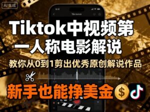 Tiktok中视频第一人称电影解说，教你从0到1剪出一个优秀的原创解说作品，新手也能挣美金-淘米帮