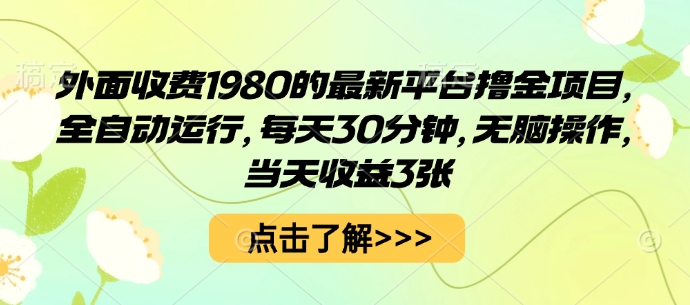 外面收费1980的最新平台撸金项目，全自动运行，每天30分钟，无脑操作，当天收益3张【揭秘】-淘米帮