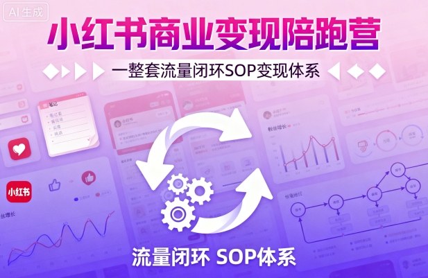 小红书商业变现陪跑营，轻IP矩阵 私域获客 聚光投流，一整套流量闭环SOP变现体系-淘米帮
