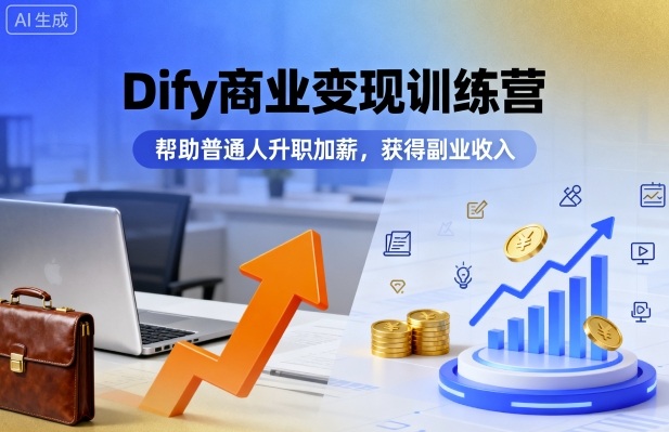 Dify商业变现训练营，帮助普通人升职加薪，获得副业收入-淘米帮