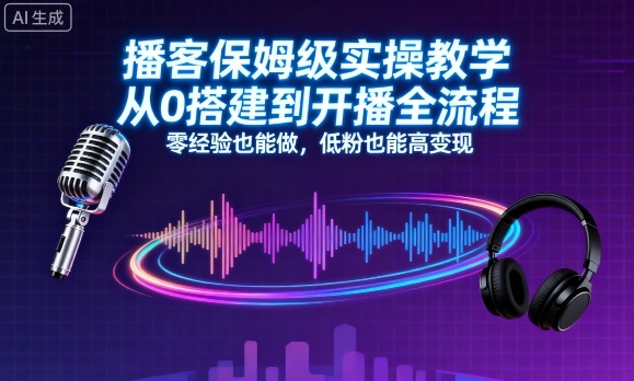 播客保姆级实操教学，从0搭建到开播全流程，零经验也能做，低粉也能高变现-淘米帮